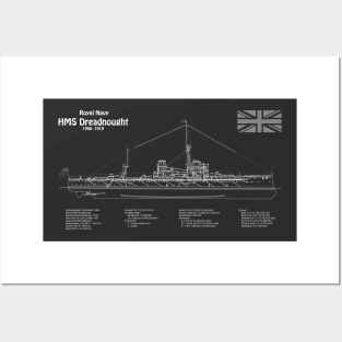 HMS Dreadnought ship plans - PD Posters and Art